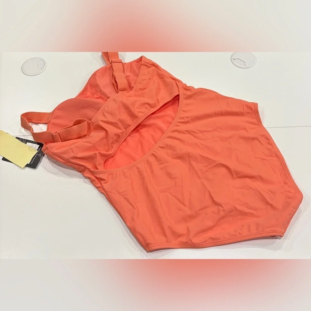 Eddie Bauer Women's Large Strap One-Piece Swimsuit UPF 50 Flamingo Coral NWT